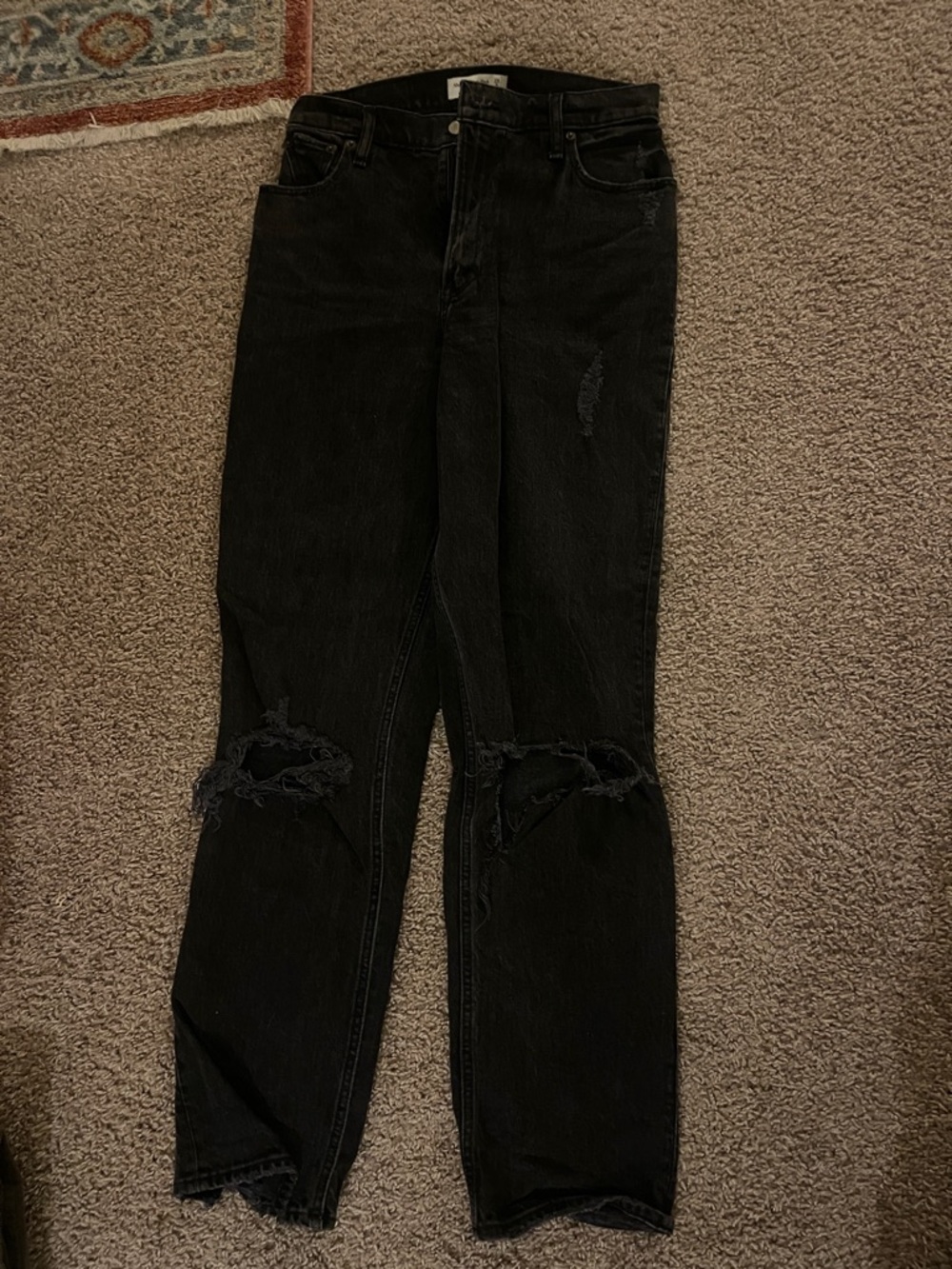 Abercrombie & Fitch Black Distressed Relaxed Jeans
